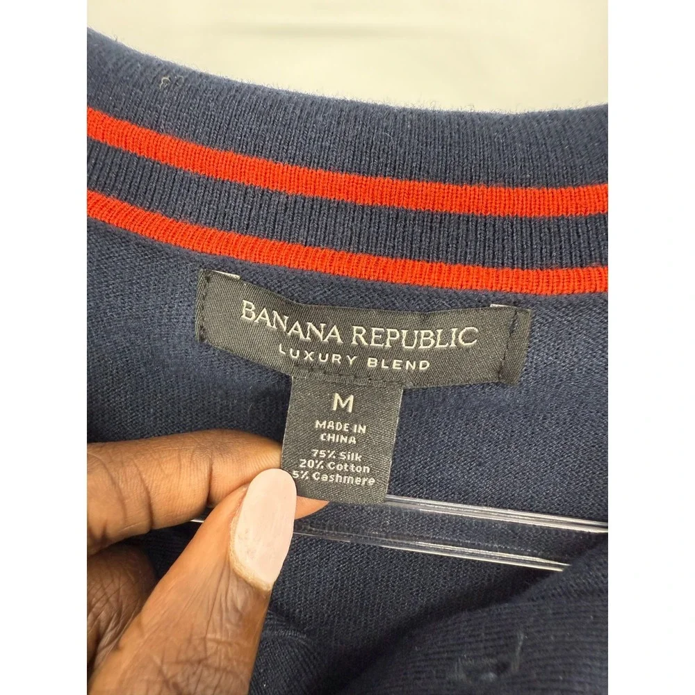 Banana Republic Cashmere Wool Silk Long Sleeve Polo Preppy Quiet Luxury Heritage